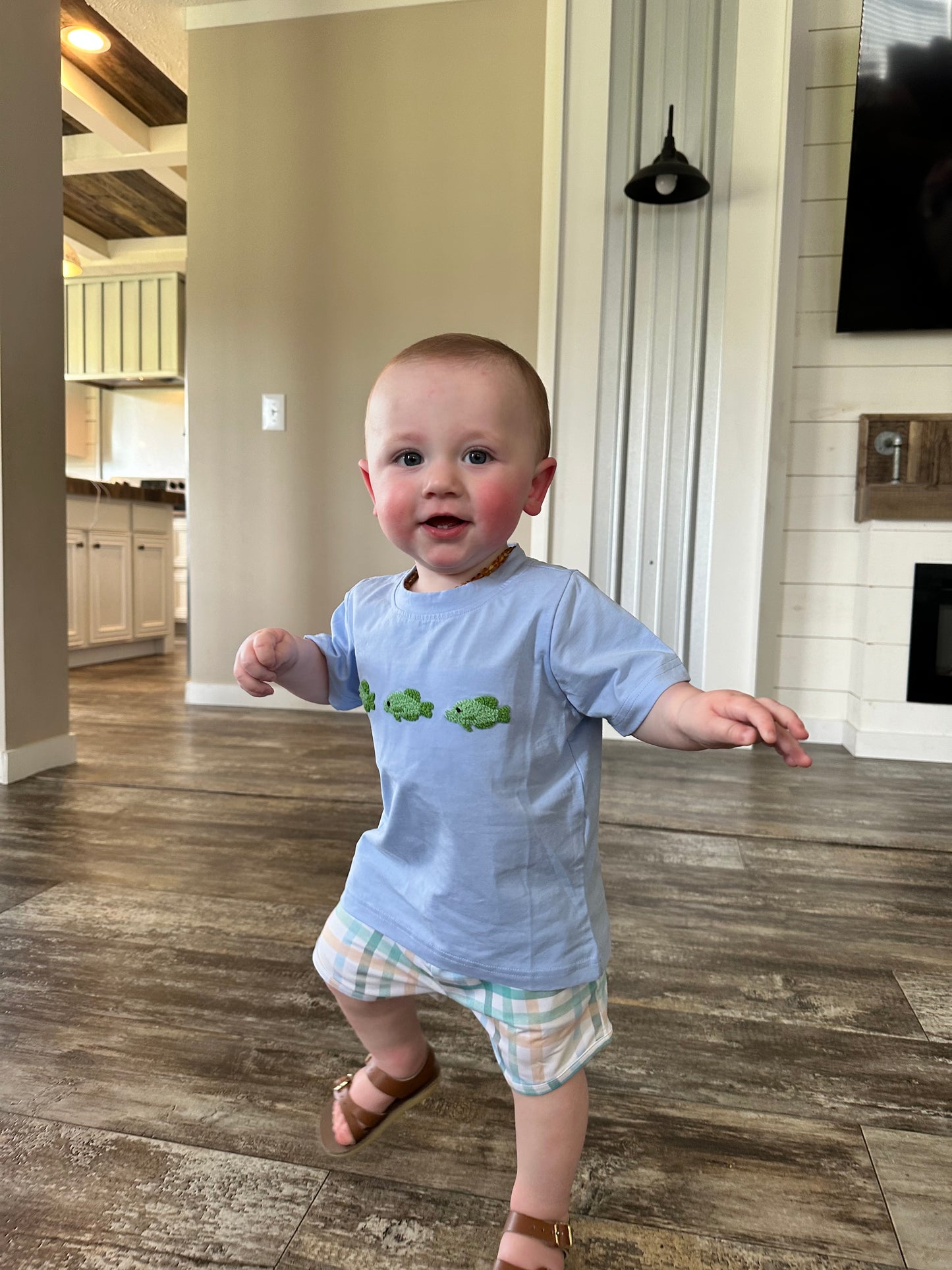 Boys Fish French Knot Short Set