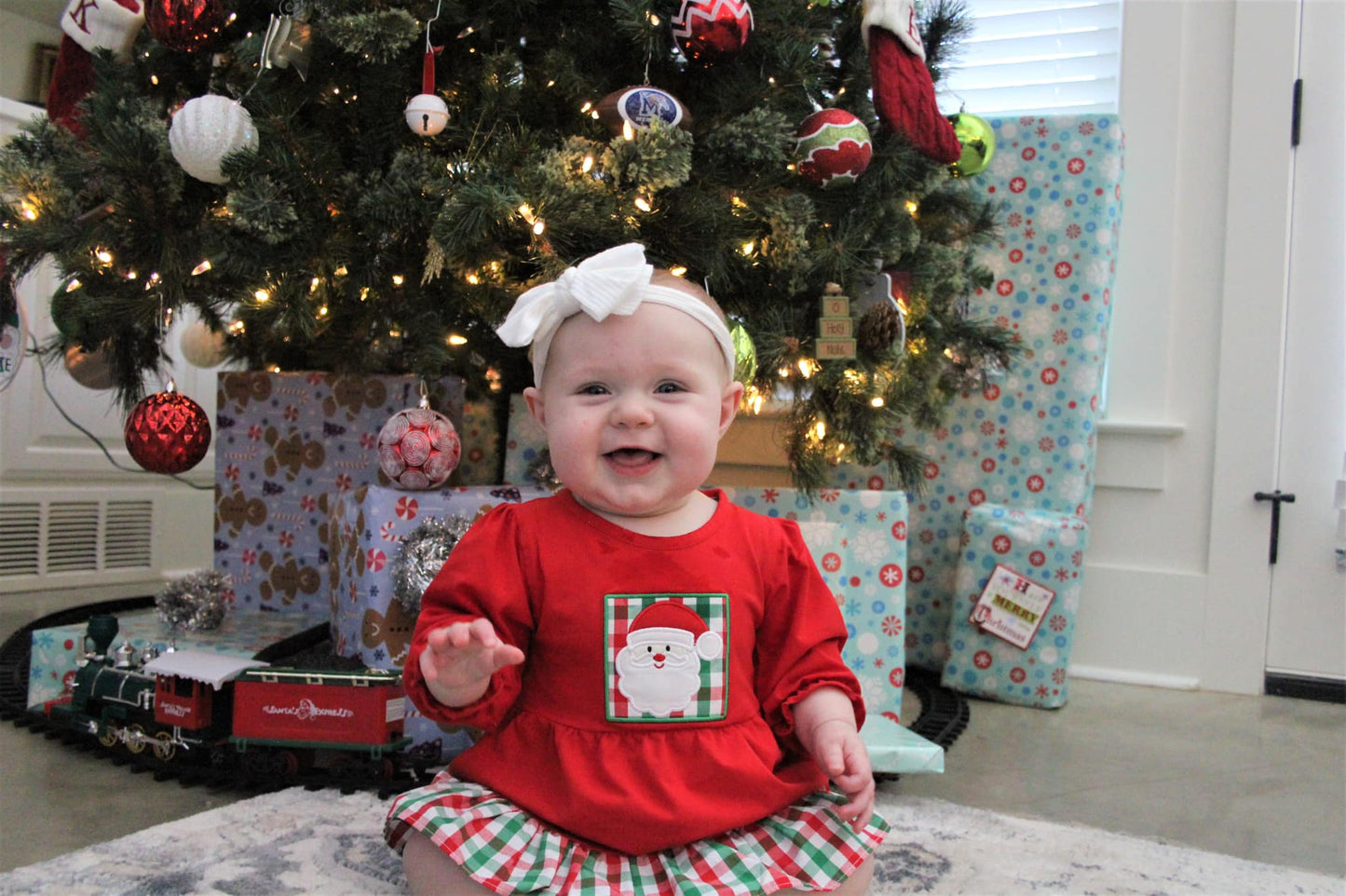 Red Knit/Red & Green Plaid Santa Dress
