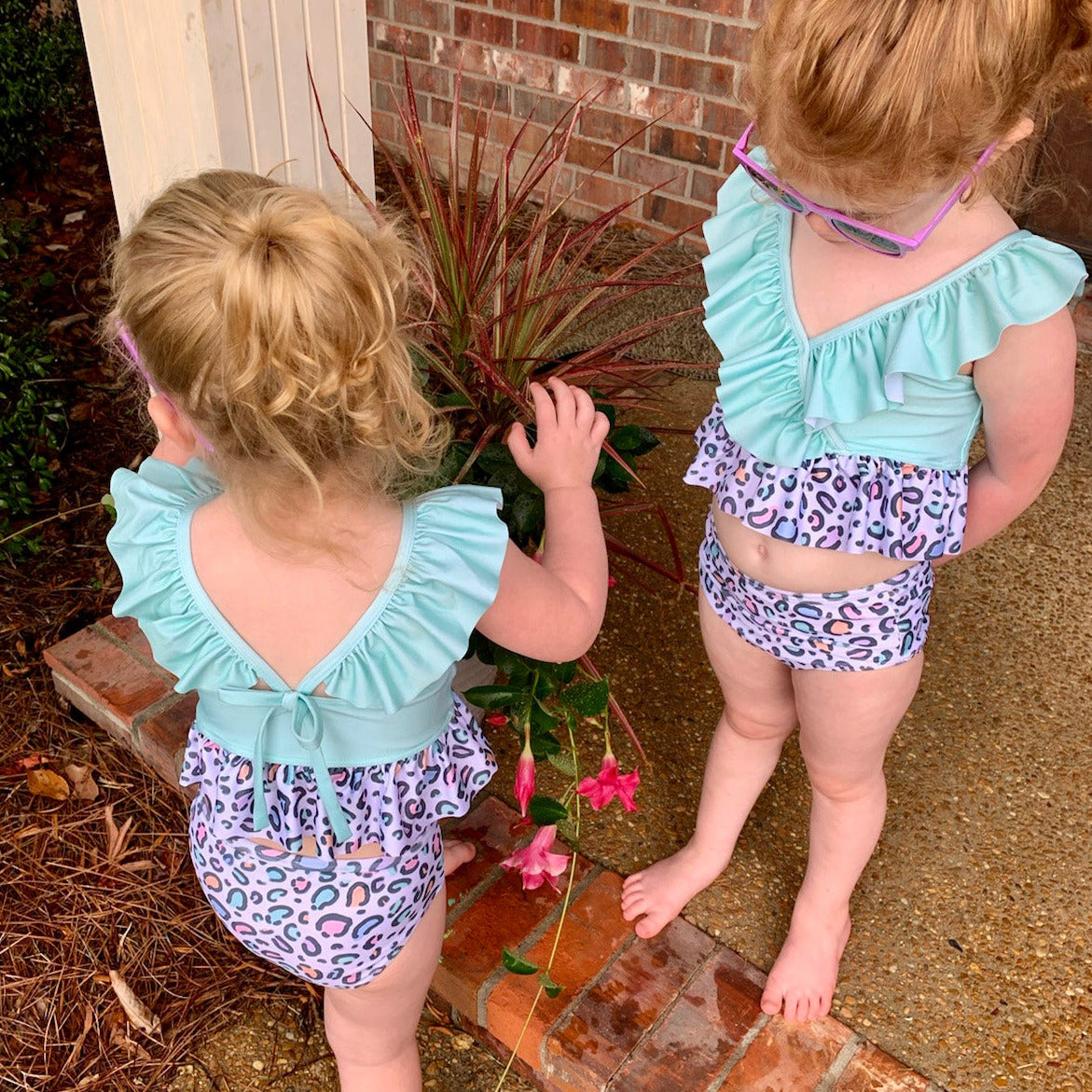 Leopard Mint Two Piece Swimsuit