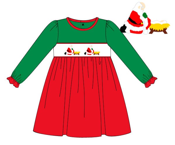 Red/Green Knit Santa and Baby Jesus Dress