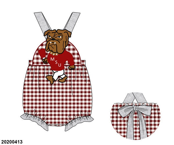 Maroon Gingham Knit Bully/Cowbell Girl Bubble
