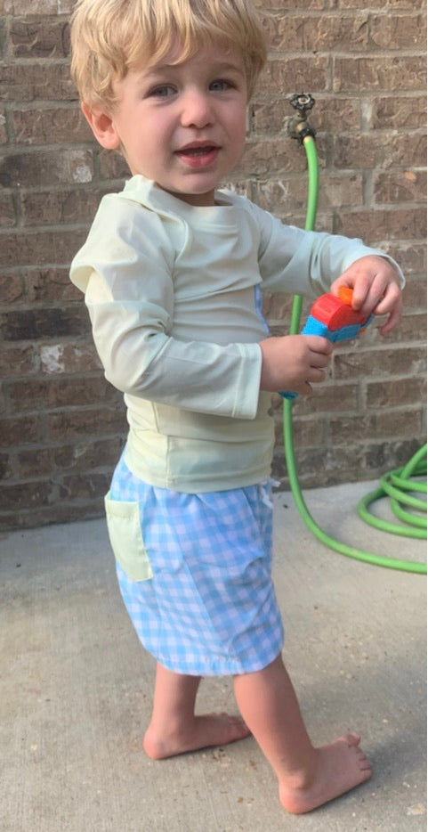 Yellow and Blue Gingham Unisex Rashguard