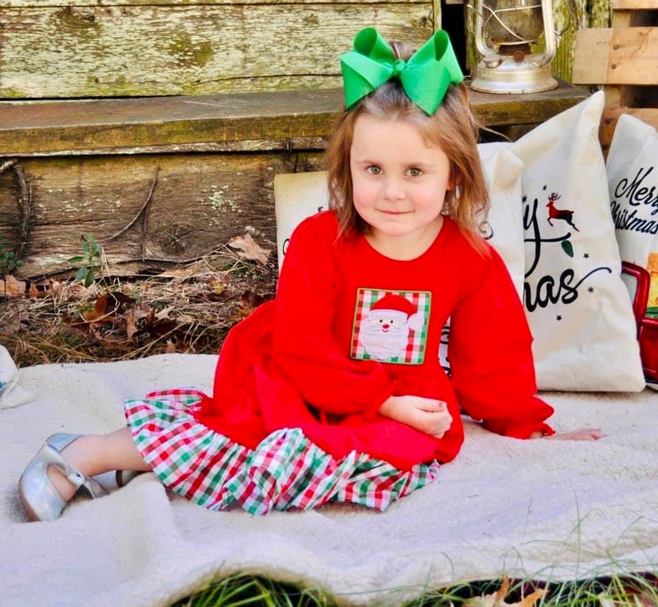 Red Knit/Red & Green Plaid Santa Dress
