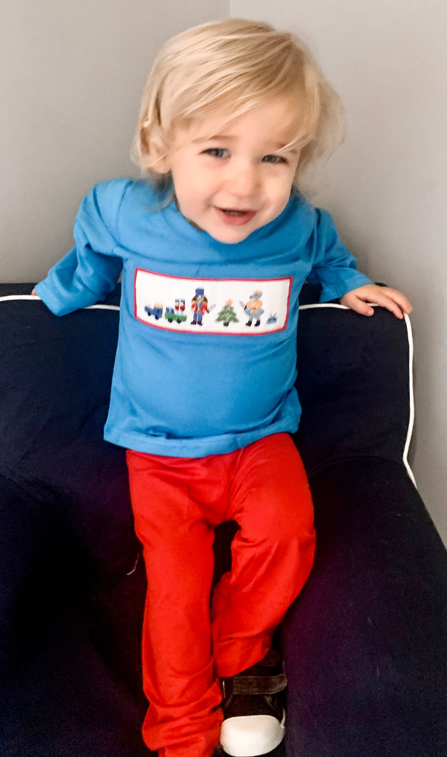 Turquoise/Red Knit Nutcracker Boy Pants Set