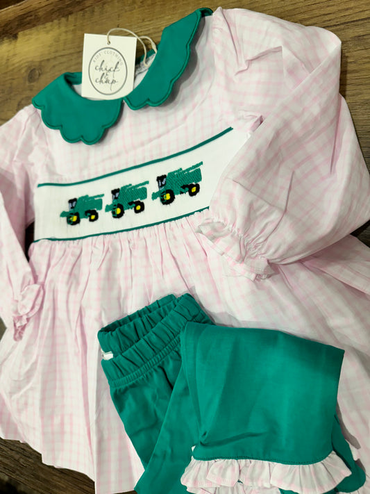 Smocked Combine Girls Pant Set