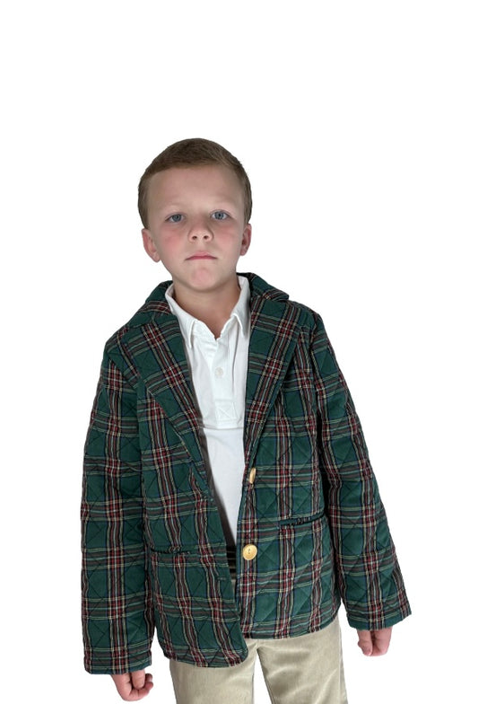 Green Plaid Quilted Blazer