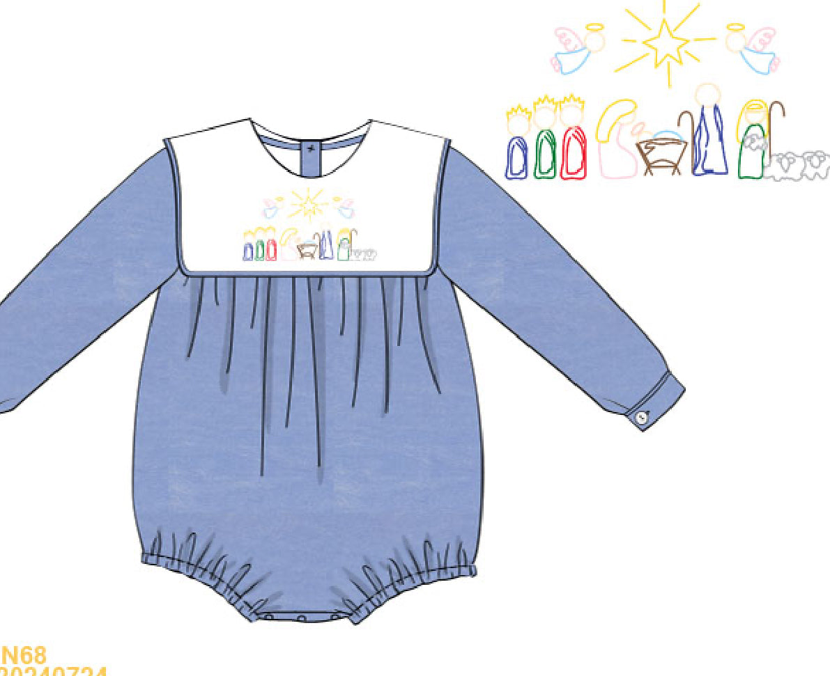 Blue Velvet Manger Scene Boy Bubble