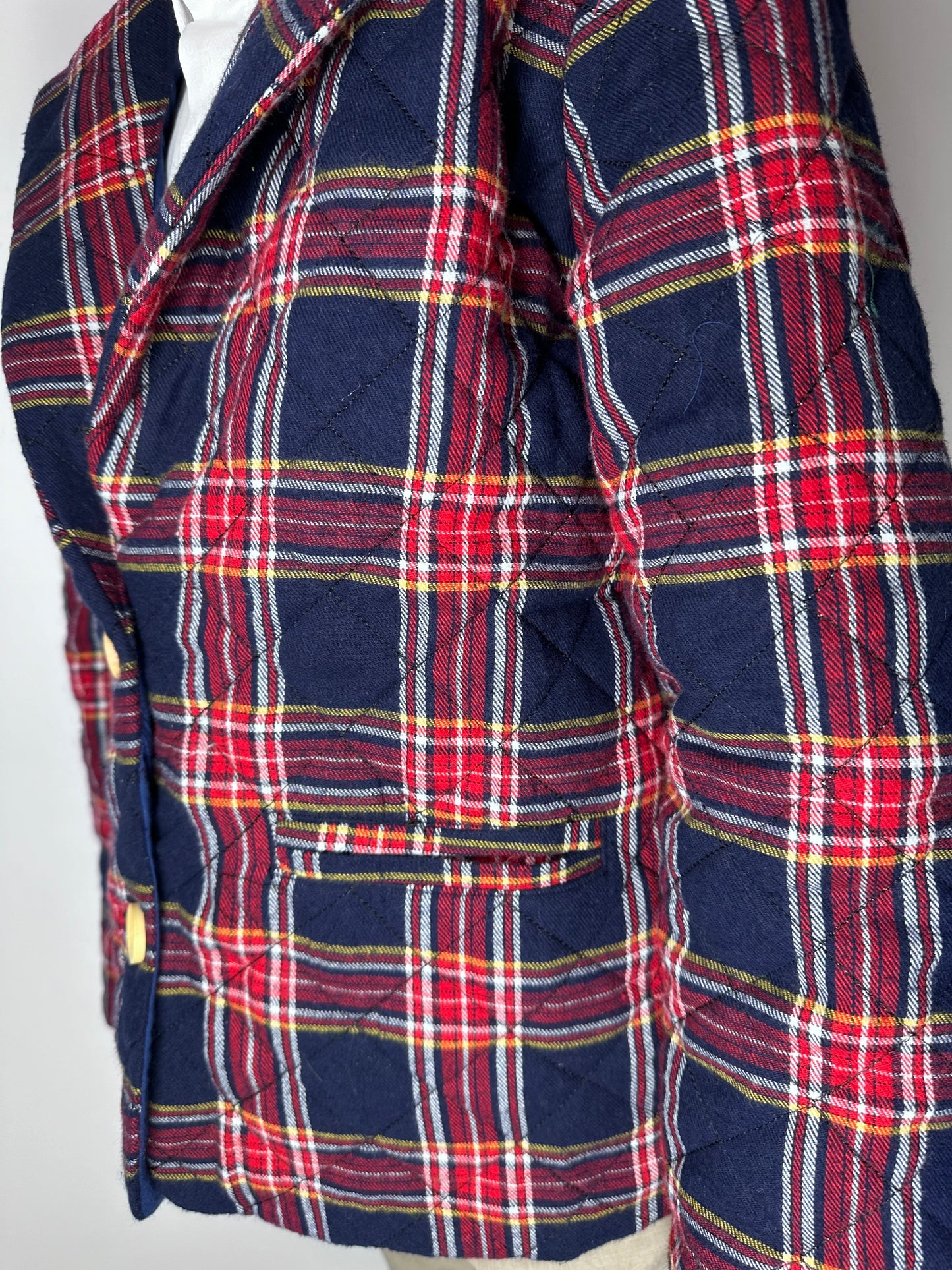 Blue Plaid Quilted Blazer