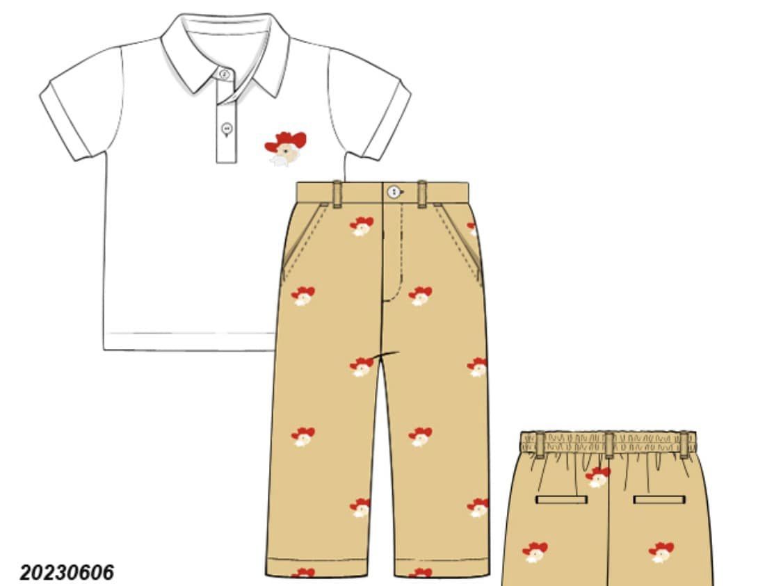 Colonel Reb Embroidered Pants and Polo Set