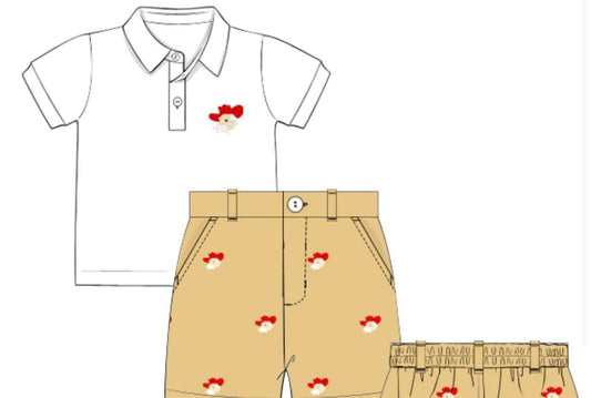 Colonel Reb Embroidered Shorts and Polo Set