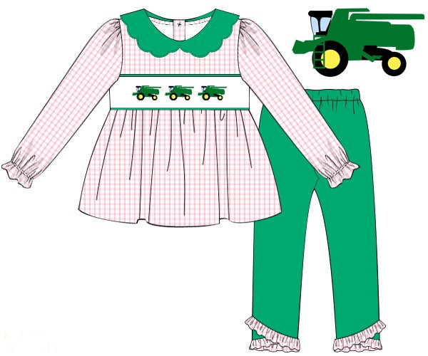Smocked Combine Girls Pant Set