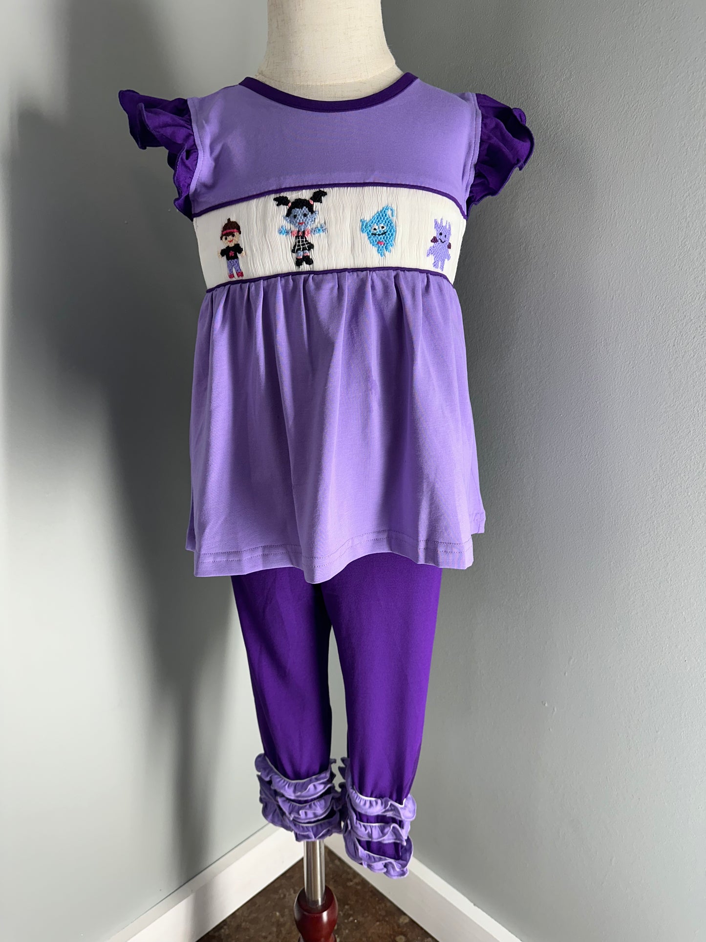 Purple Knit Vampirina Girl Pants Set