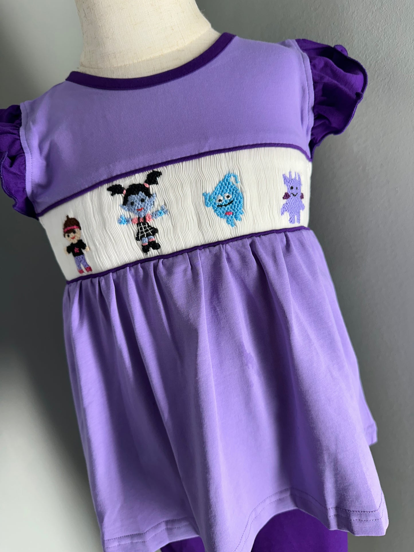 Purple Knit Vampirina Girl Pants Set