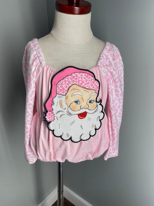 Pink Santa Bubble w/Leopard Long Sleeve