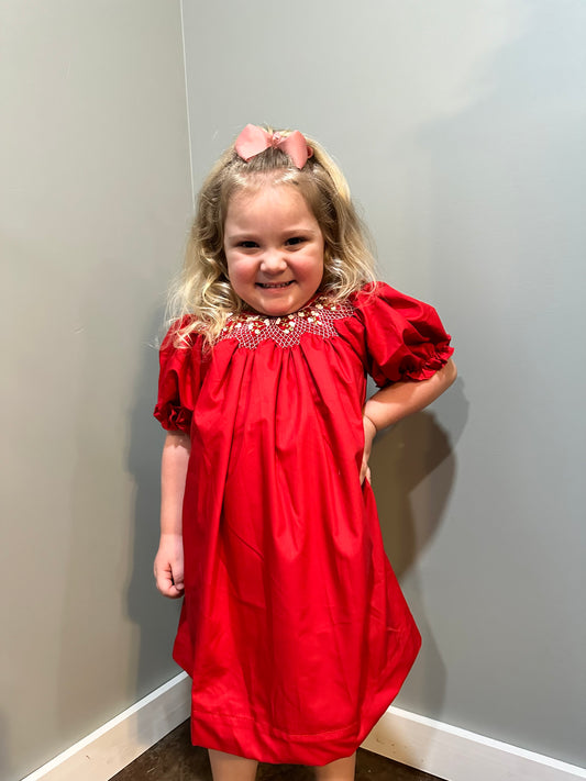 Red Dress with Floral Collar