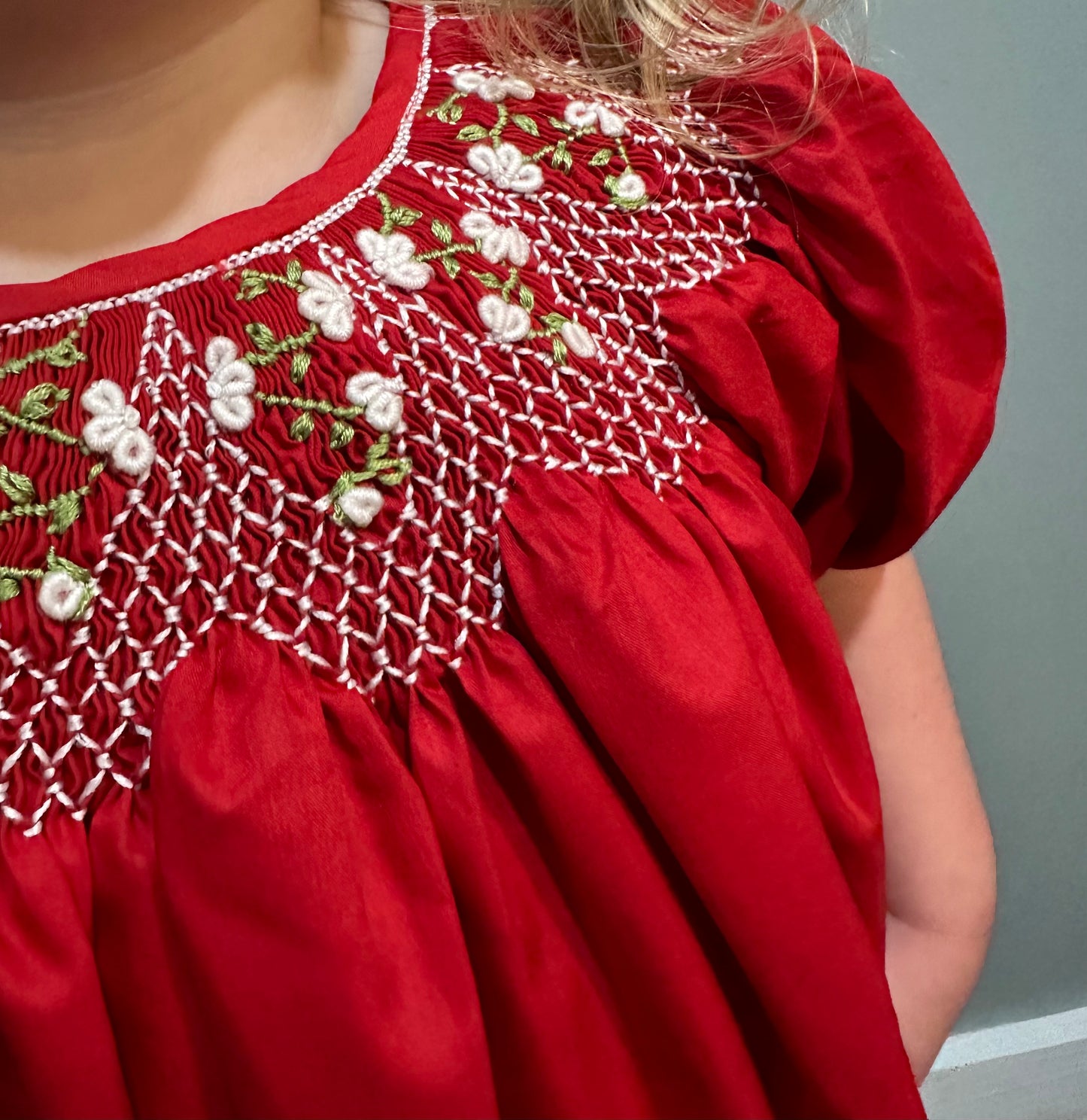 Red Dress with Floral Collar