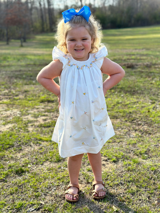 White multi colored Floral Dress