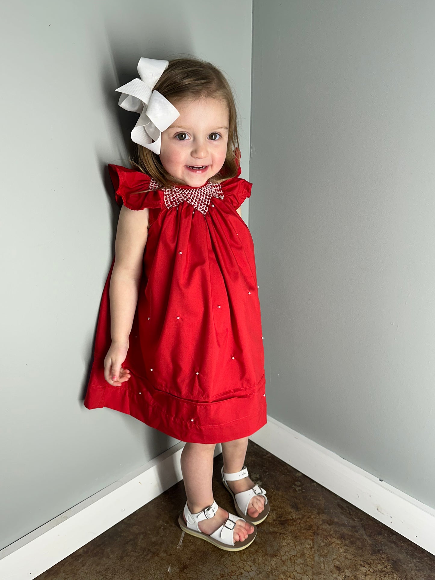 Red Prettier in Pearls Dress