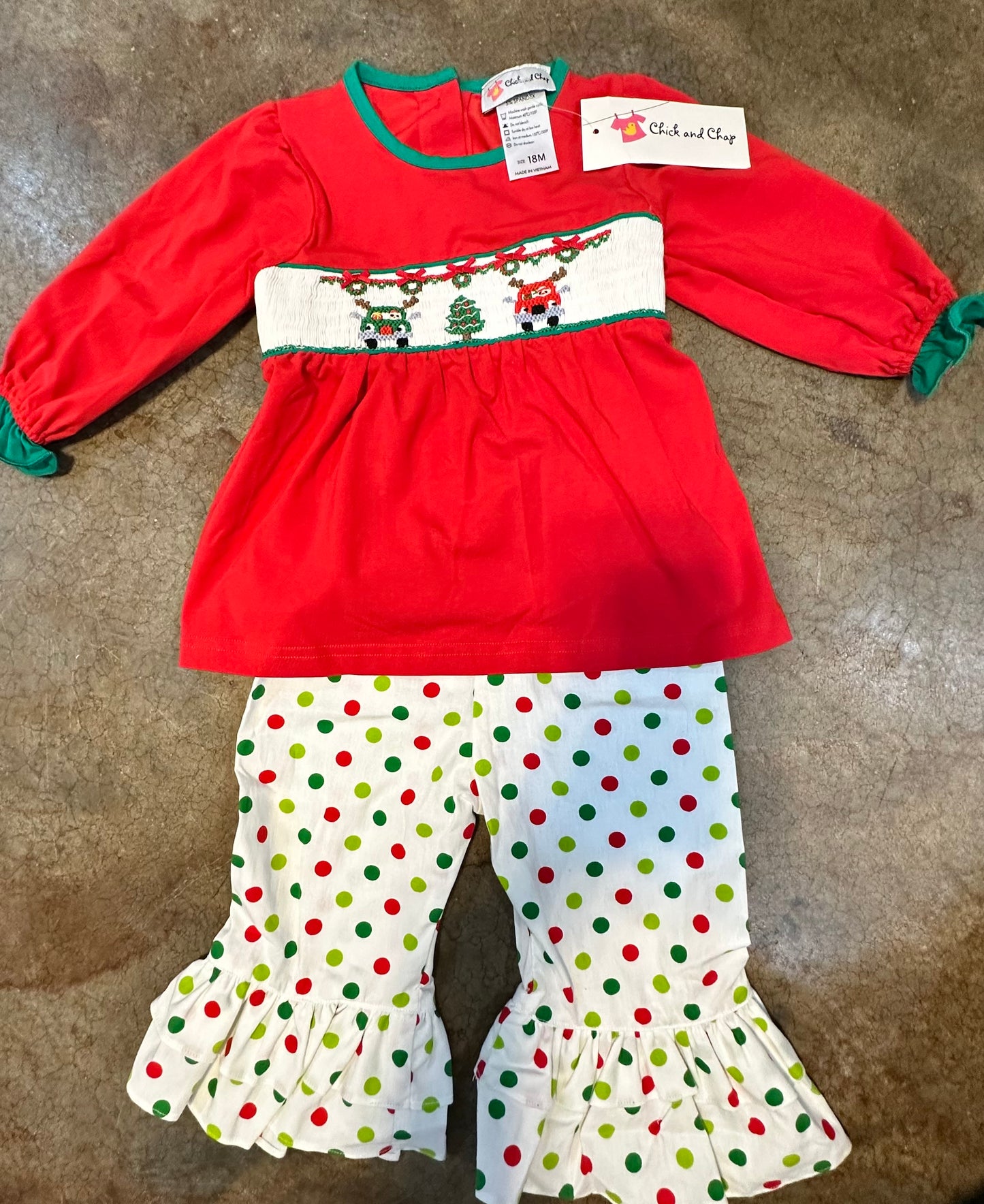 Girls Christmas Trunk Polka Dot Pant Set