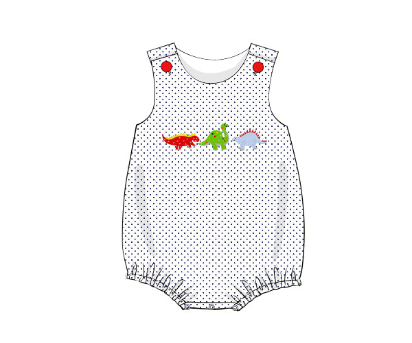 Dinosaurs Navy Polka Dot Knit Bubble