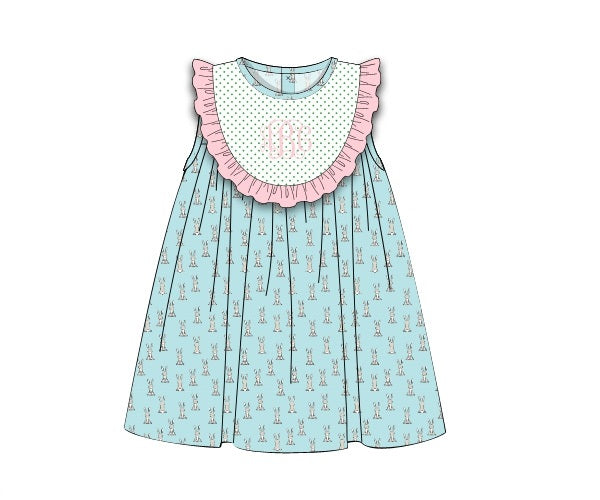 Teal/Pink Knit Bunnies Dress