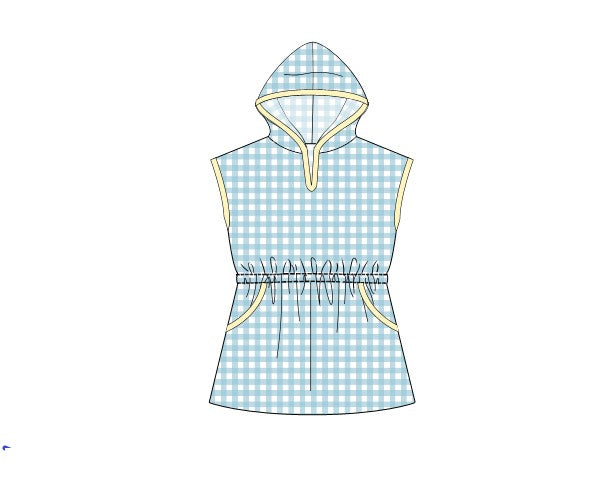 Yellow/Blue Gingham Girl Swim Coverup