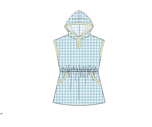 Yellow/Blue Gingham Girl Swim Coverup