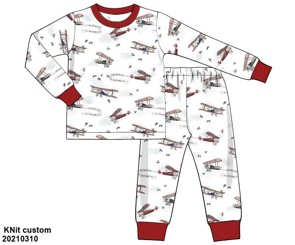 Knit Unisex PJs with Airplanes