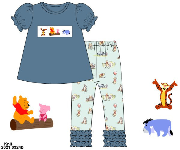 Winnie the Pooh Blue Knit Girl Pants Set