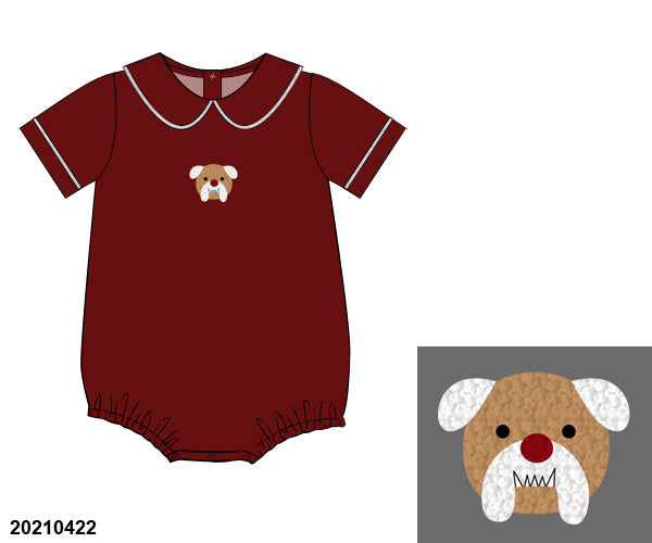 Bulldog French Knot Maroon Knit Boy Bubble