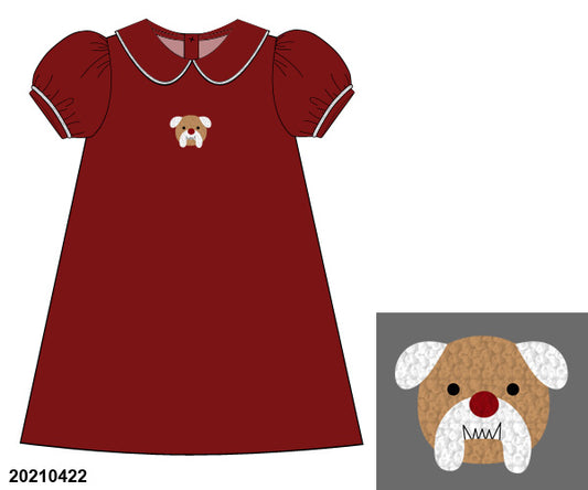 Bulldog French Knot Maroon Knit Dress