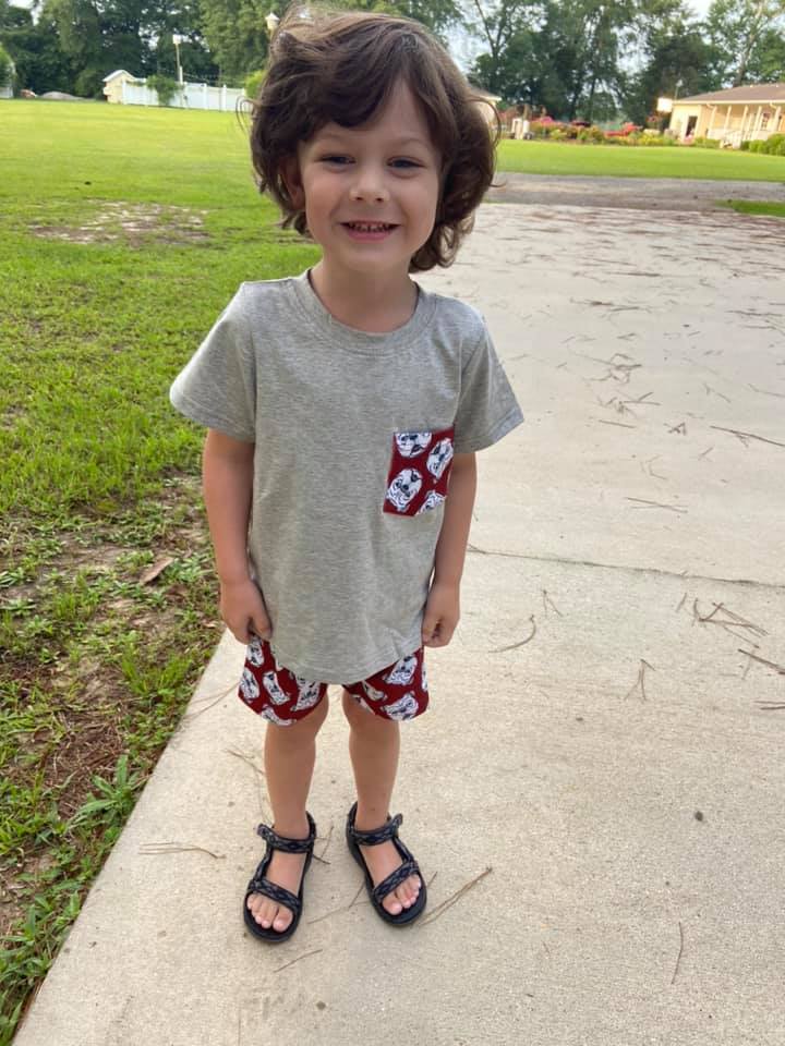 Bulldog/Gray Knit Boy Shorts Set