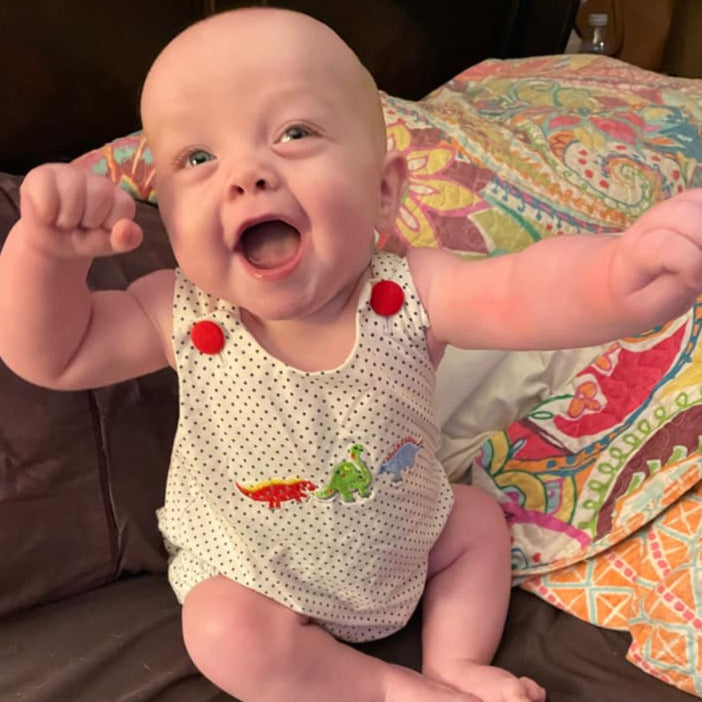 Dinosaurs Navy Polka Dot Knit Bubble