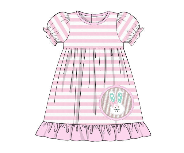 Pink Stripe Knit Bunny Dress