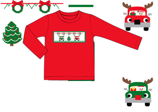 Red Knit Reindeer Truck Unisex Shirt