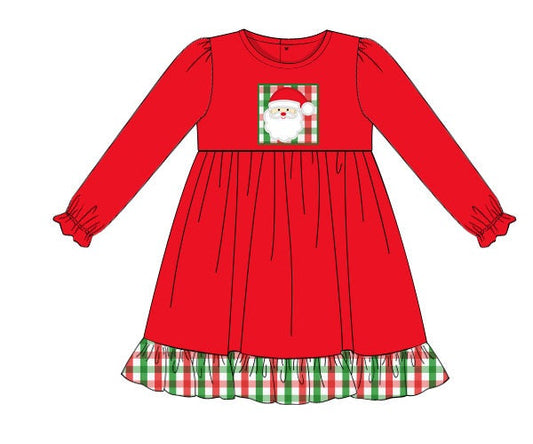 Red Knit/Red & Green Plaid Santa Dress