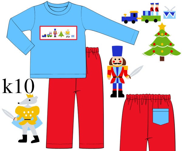 Turquoise/Red Knit Nutcracker Boy Pants Set