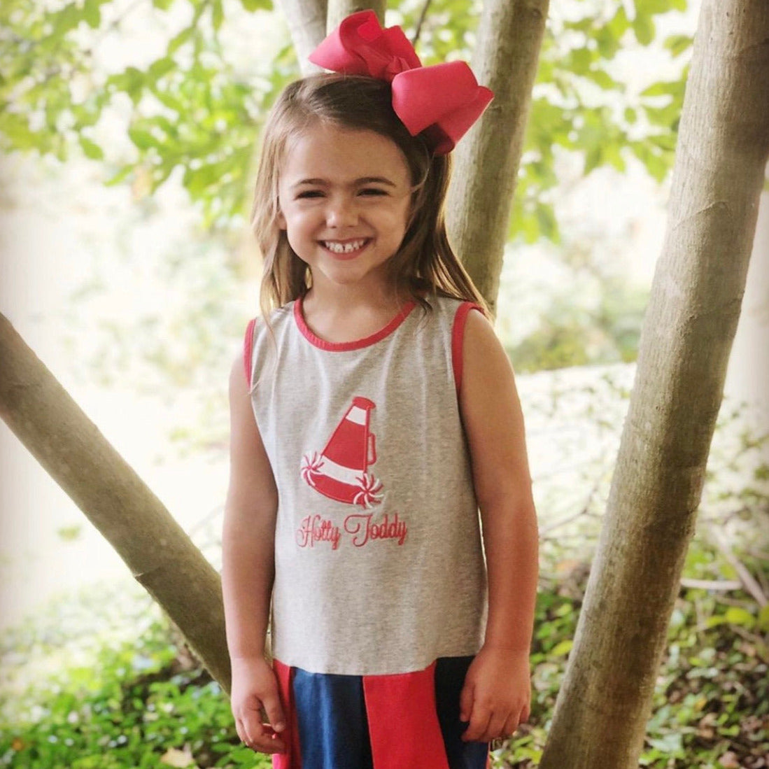 Gray and Red/Navy Knit Cheer Dress