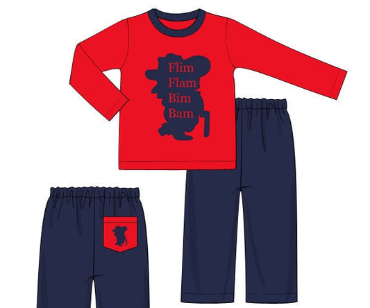 Red Knit Flim Flam Boy Pants Set