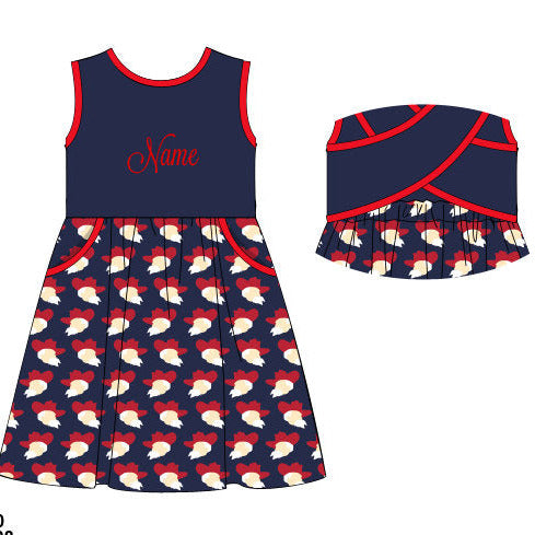 Navy Knit Colonel Dress-no monogram