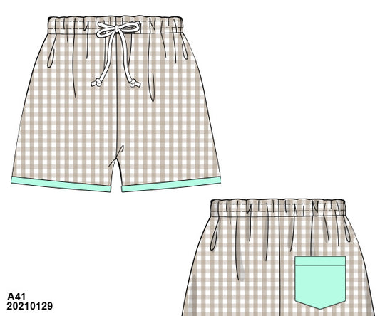 Tan Gingham/Mint Swimsuit